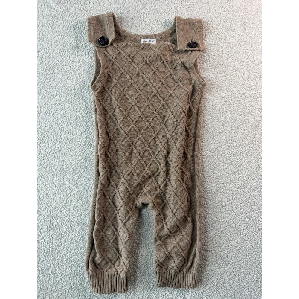 Auro Mesa 2 Pc Baby Outfit Set Brown Cable Knit Pants White First Christmas